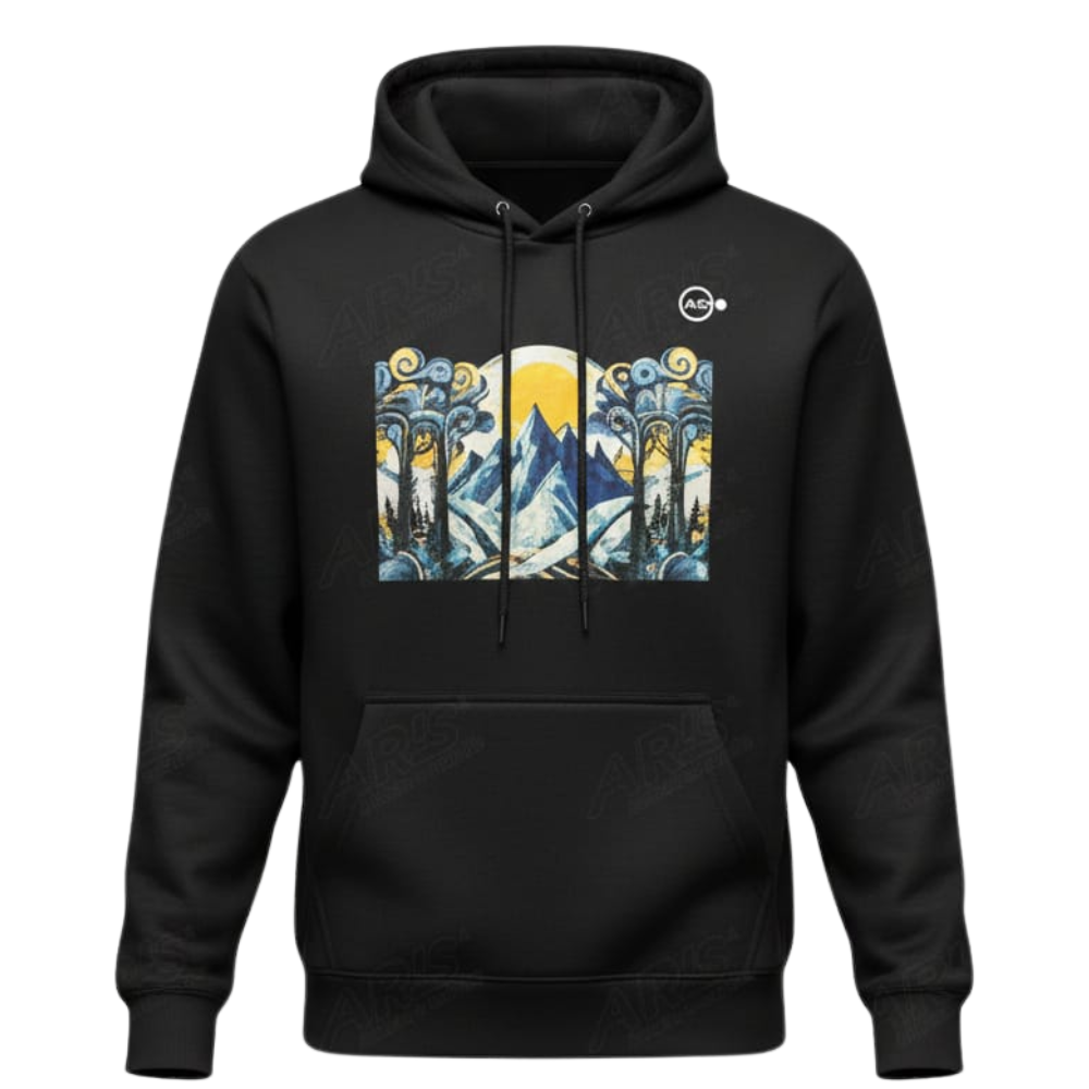Dark Black DTF Printed Hoodie – গর্জিয়াস মাল্টিকালার প্রিন্ট